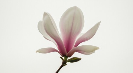 Fototapeta premium Fleur magnolia delicate rose tendre eclairee lumiere douce printemps. AI Generated