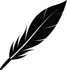 Fototapeta premium Minimal feather quill silhouette vector illustration icon