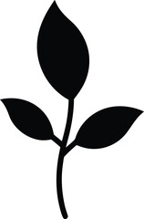 Minimalist silhouette of a sprouting leaf vector illustration