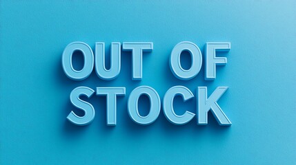 A bold "OUT OF STOCK" message displayed against a blue textured background, indicating unavailability of a product.