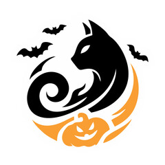 Stylish vector icons featuring black cats and pumpkins in Halloween style. Great for packaging, product labels, branding, and decorations.