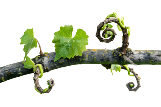 AI Image showcasing a vibrant vine branch with verdant leaves against a contrasting backdrop