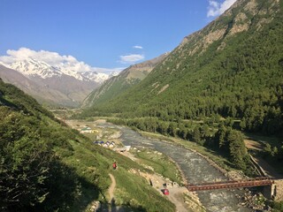 mountain, tres and river