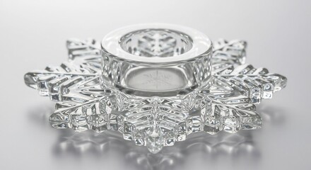 Bougeoir flocon neige cristal lumineux reflets doux ambiance hivernale. AI Generated