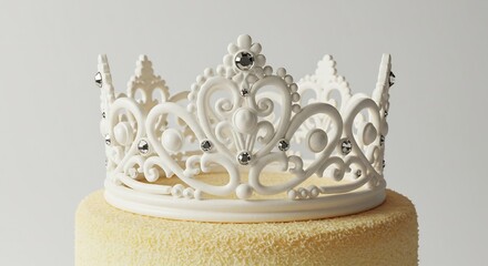 Couronne blanche delicate pose elegante gateau clair lumiere douce. AI Generated
