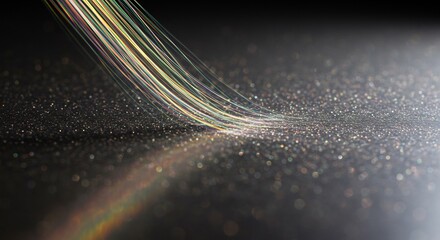 Rayons lumineux scintillants tracent �l�gamment une courbe sur fond sombre granuleux. AI Generated