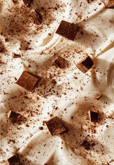 Creamy Texture with Chocolate Chunks on Whipped Topping Surface