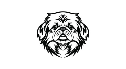 Pekingese dog head with tribal accents Keywords: dog, animal, Pekingese, breed, head