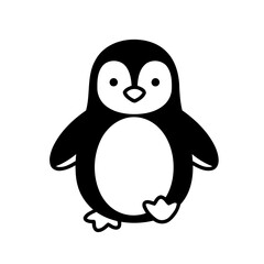 Cute Minimalist Black and White Penguin Vector Illustration