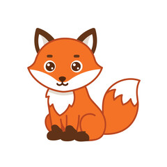 Cute Happy Orange Fox Character Vector Illustration in Playful Cartoon Style