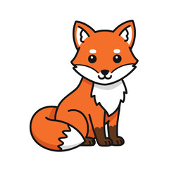Charming Kawaii Orange Fox Vector Illustration in a Sitting Pose