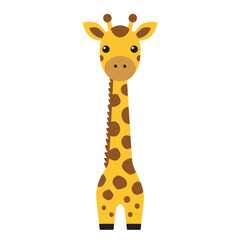 Obraz premium Cute Flat Design Giraffe Character Vector Illustration Isolated on White
