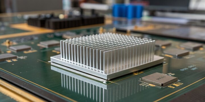 Microprocessor cooling system in a high-tech workstation setup during daylight Generative AI