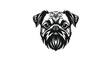 Pug dog face with tribal beard logo on white background