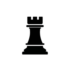 Bold Black Silhouette Chess Rook Vector Icon Illustration for Strategy Games