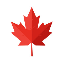 Red Geometric Faceted Maple Leaf Vector Illustration