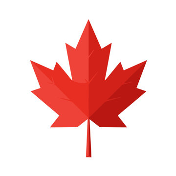 Red Geometric Faceted Maple Leaf Vector Illustration