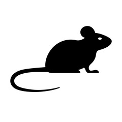 Vector art of silhouette of a mouse, a small rodent with a long tail, often found in homes and fields, vector illustration