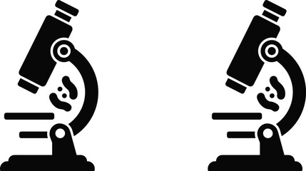 Microscope silhouette illustration, scientific research equipment, biology laboratory tool, medical science technology, microbiology analysis instrument, educational and research design