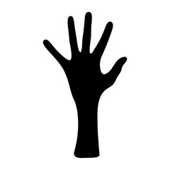 Obraz premium Vector art of black hand silhouette, a simple yet evocative representation of human touch, connection, and the power of expression