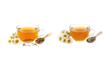 Chamomile tea on transparent background png
