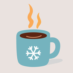 Hot Drink Cup in Flat Cute Style for Winter Cozy Design