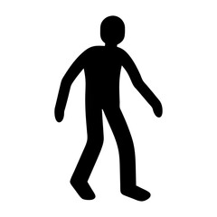 Vector art of black silhouette of a person walking with arms swinging, , a simple representation of a human figure