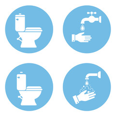 Obraz premium Bathroom hygiene and toilet icons – modern plumbing, cleaning, and water vector illustration
