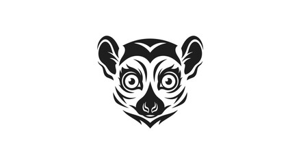 Stylized black and white lemur head logo illustration