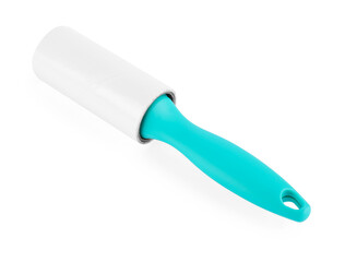 One sticky lint roller isolated on white