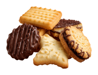 Delicious cookie assortment bakery food isolated on transparent background