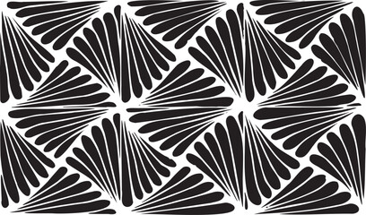 Simple floral geometric pattern. Tileable, repeating black and white background. Texture vector.