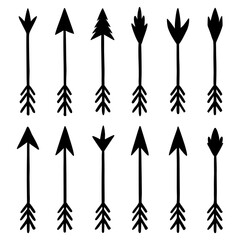 Vector art of collection of tribal arrows for design elements