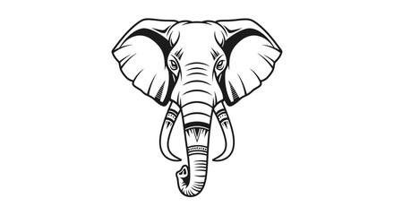 Stylized elephant head with tribal ornaments Keywords: elephant, animal, tribal, ornament