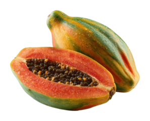 Papaya fruit preparation kitchen food isolated on transparent background