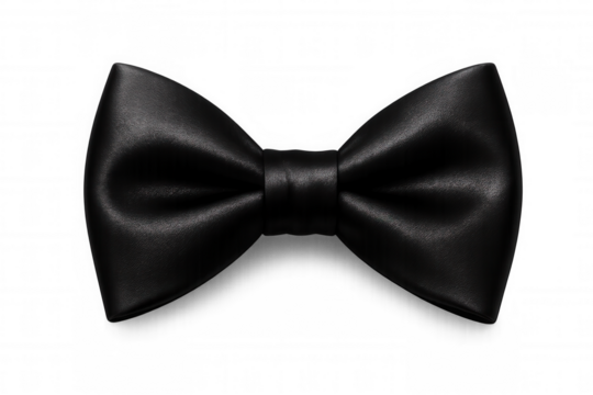 Black bow tie made of satin fabric for formal event, elegant classic men's fashion accessory transparent background