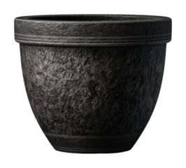 Stylish black pot for plants home modern style minimalist isolated on transparent background