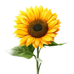 Fototapeta premium Sunflower isolated bright yellow flower design summer nature concept botanical illustration garden and floral visuals
