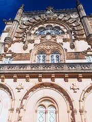 Perfect for travel, European history stock. The Palace Hotel Bussaco is a former royal palace in a forest. Solo travel, Portugal Palace. Manueline-Gothic architecture. Royal luxury hotel. Convent.