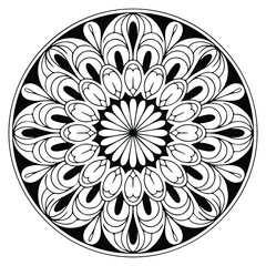 Mandala design black and white background decorative abstract illustration
