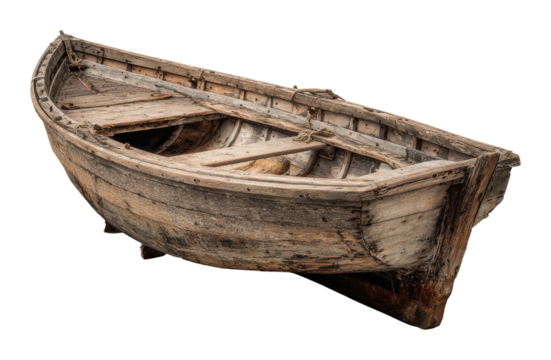 Old wooden boat coastal area still life natural isolated on transparent background