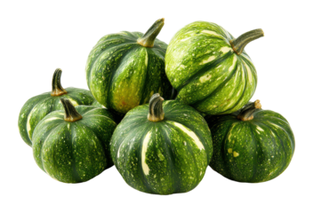 Harvesting green pumpkins farm food natural isolated on transparent background