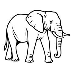 Obraz premium Outline illustration of an elephant standing on a white background 