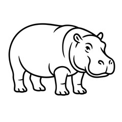 Obraz premium Line art illustration of a hippo standing on a white background 