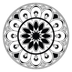 Mandala design black and white background decorative abstract illustration
