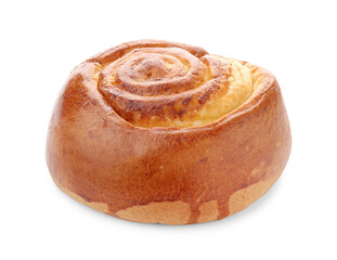 Tasty roll bun isolated on white. Homemade pastry