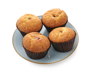 Tasty muffins isolated on white. Homemade dessert