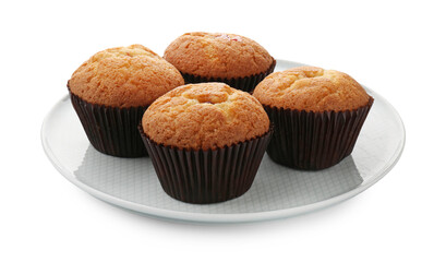 Tasty muffins isolated on white. Homemade dessert