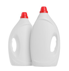 Bottles with laundry detergent isolated on white