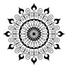 Mandala design black and white background decorative abstract illustration
